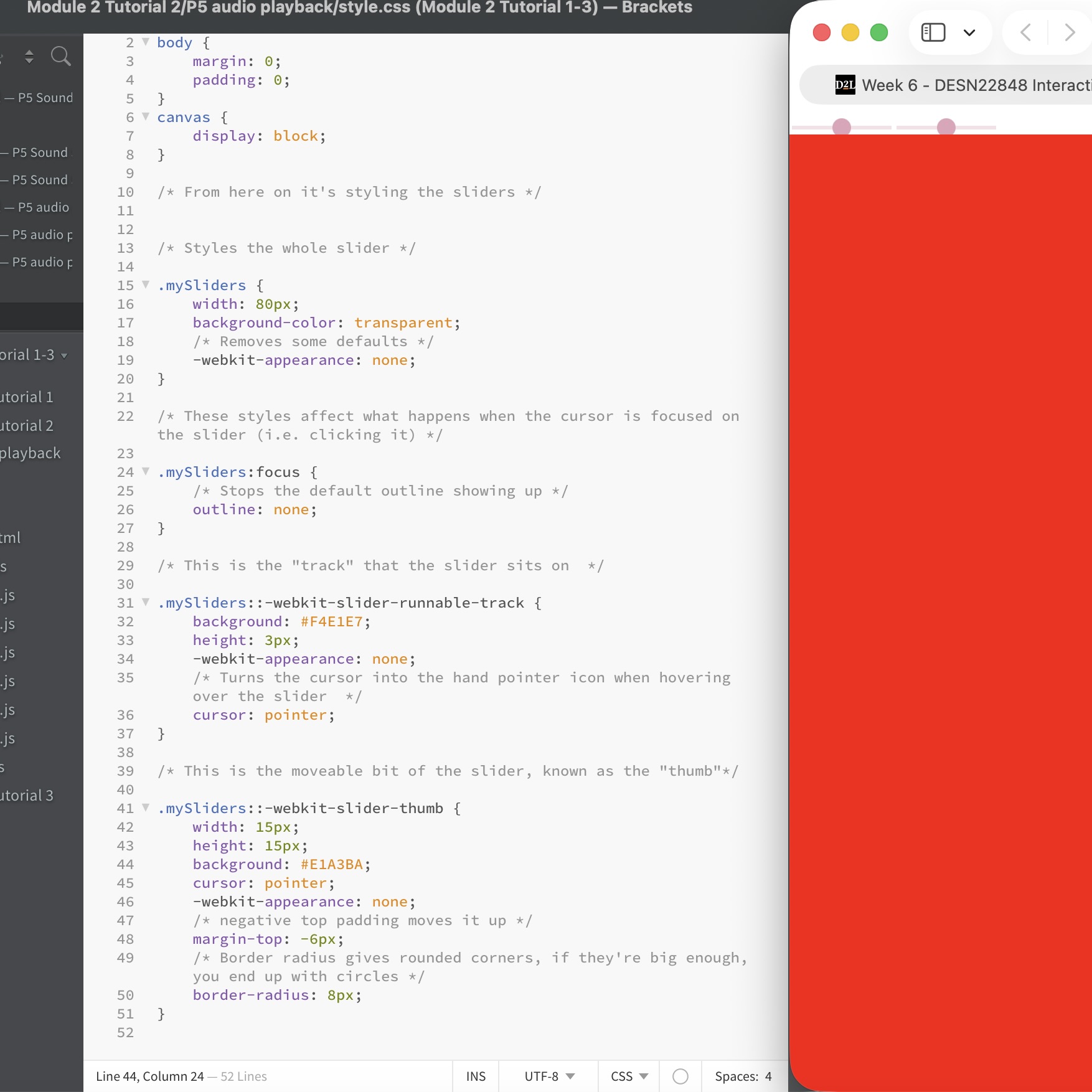 I changed the color of the slide bars to pink color.