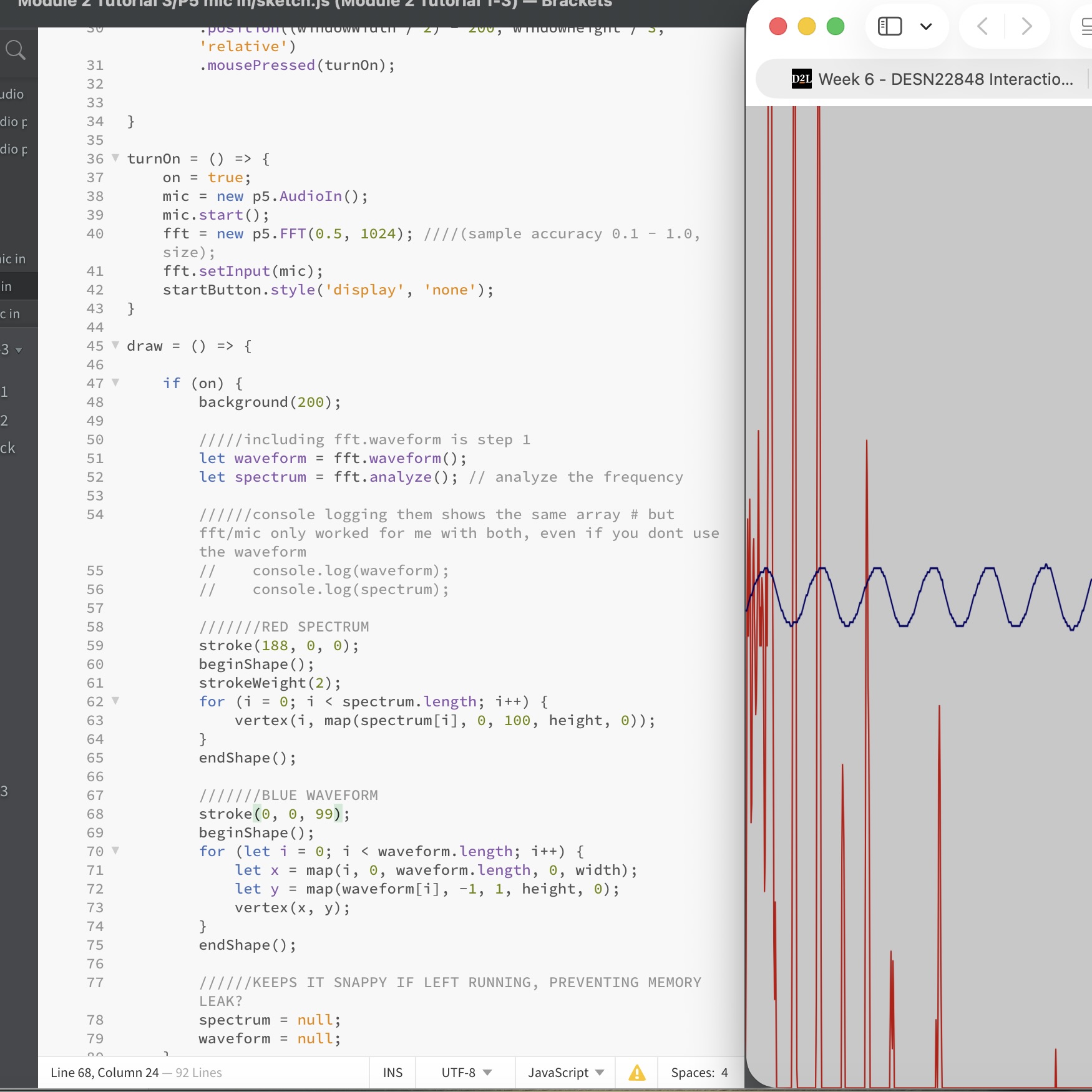 I changed the colors of the waveforms.
