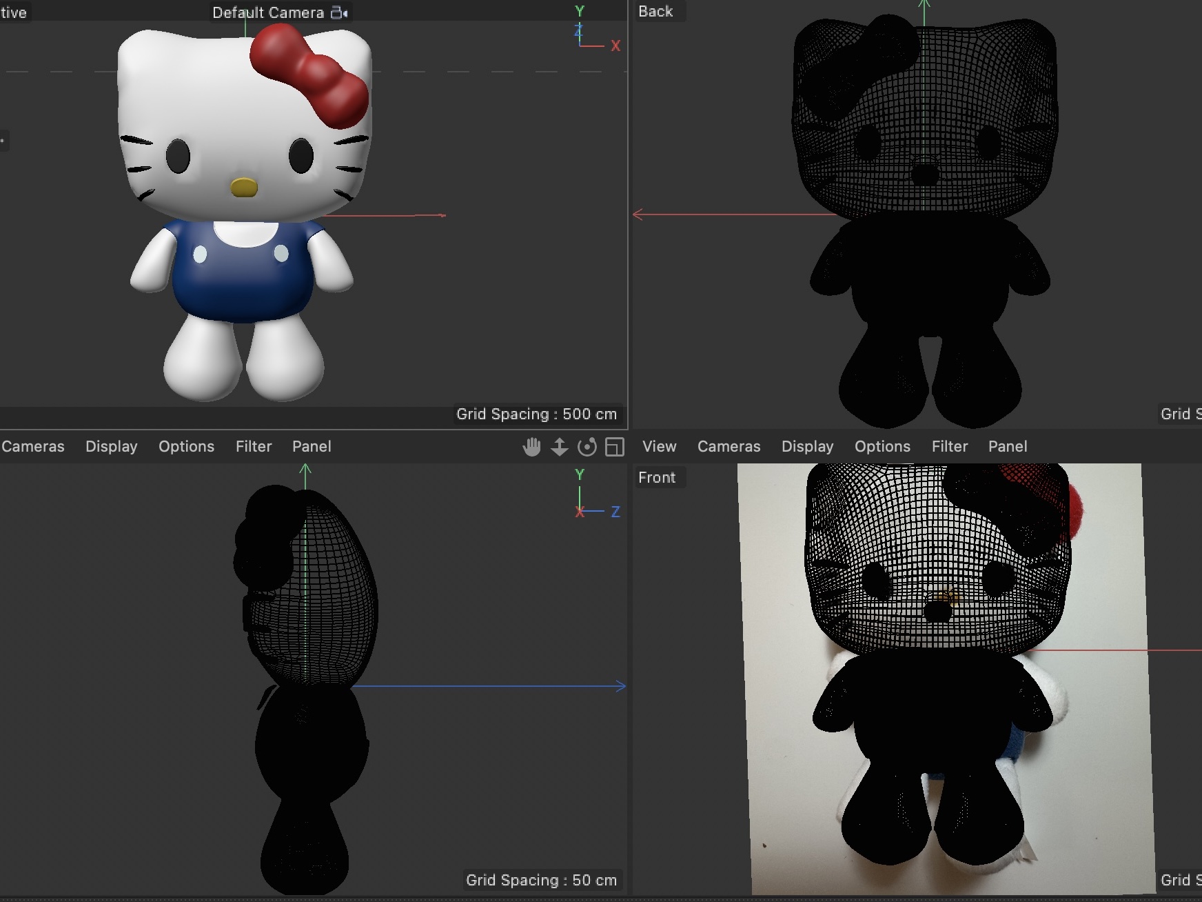 Then I restart a new model. Three views of the kitty.