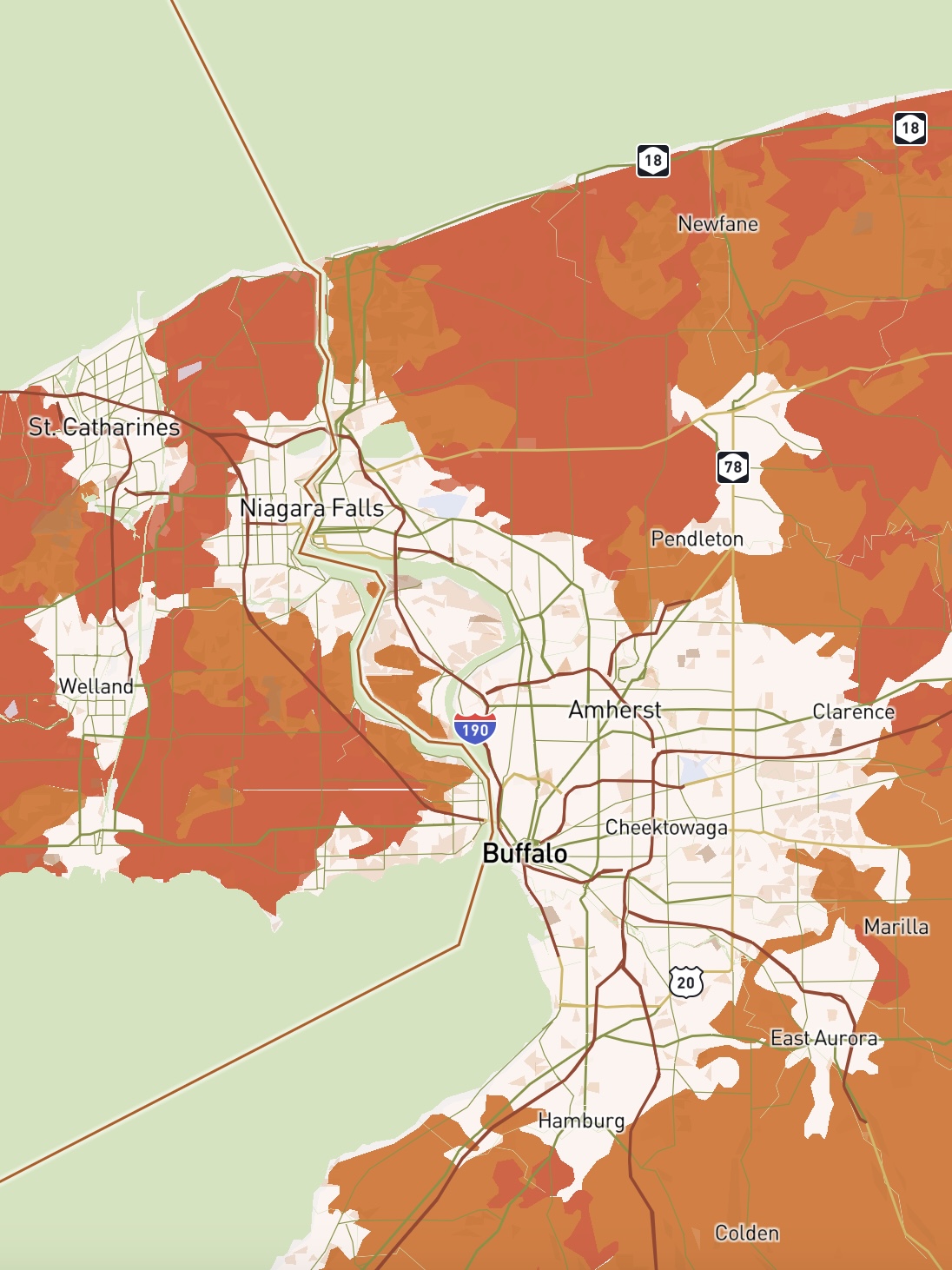 Experiment 1 in Mapbox: The border of US and Canada. Choose this color scheme because of autumn