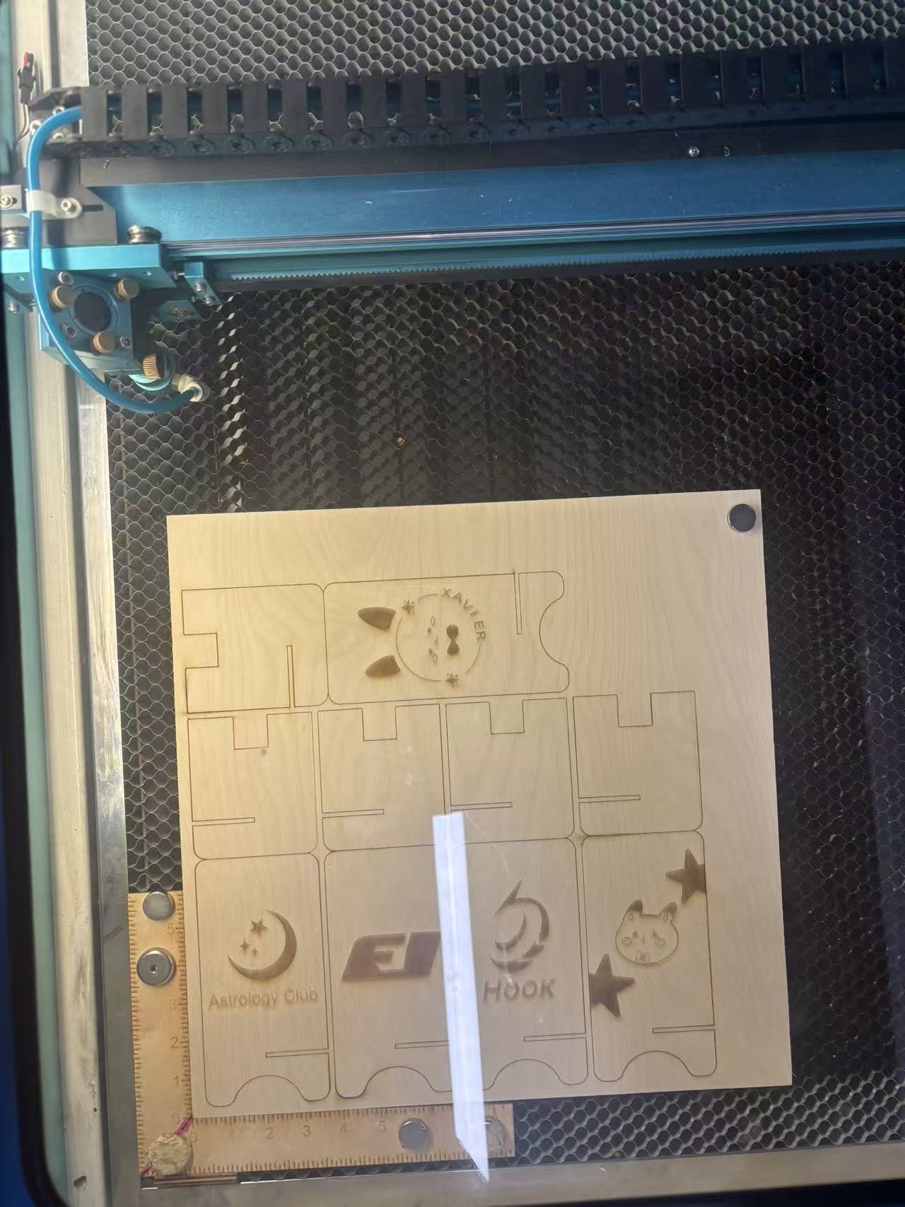 The process work during our group laser cutting
